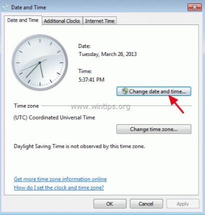 Correct the Date and Time on your Computer