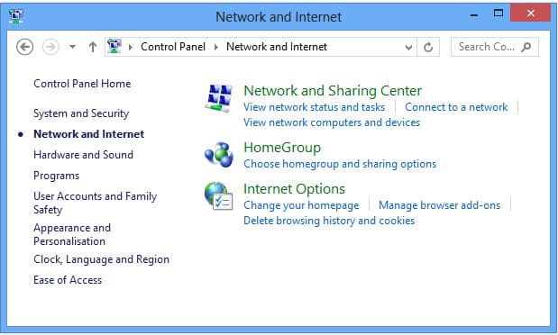 Network and Sharing Centre