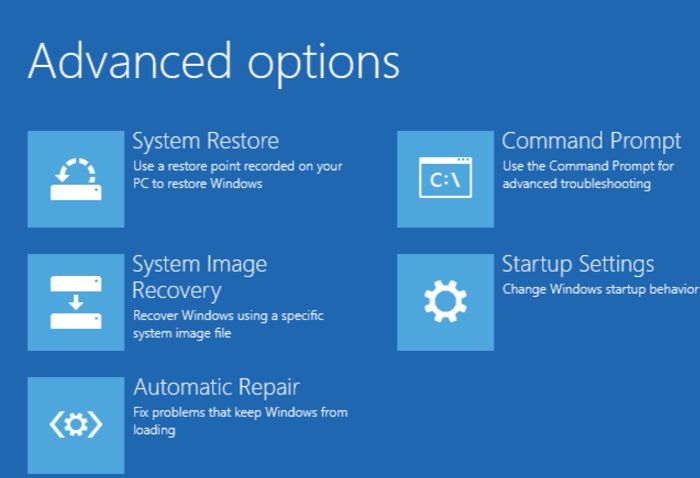 System Restore from Advanced Options