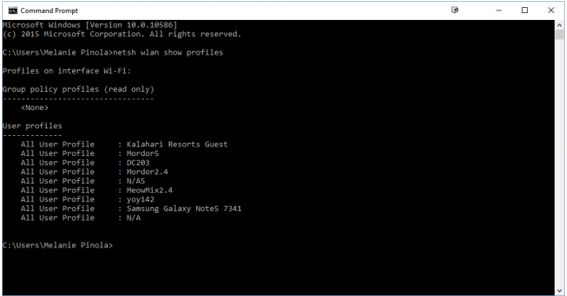 WiFi Password in Windows 8 and 10 with cmd