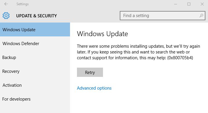 How to Fix windows 10 update error 0x800705b4