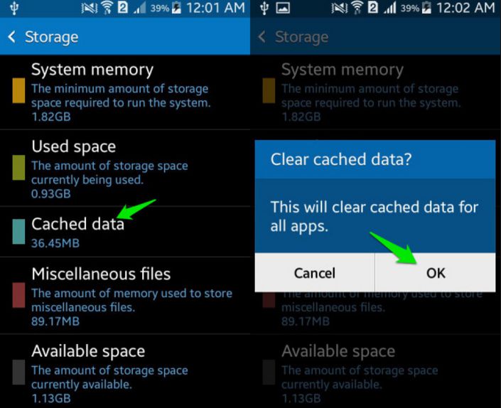 Clear Phone Data and Cache