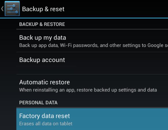 Hard Reset android