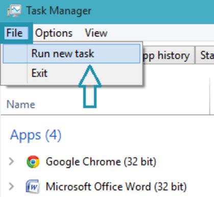 Run New Task from Task Manager